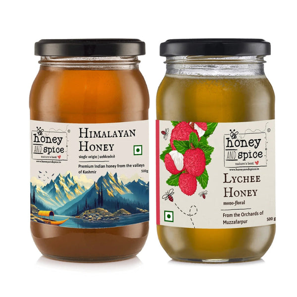 Kashmiri Himalayan Honey(500 gms) &Lychee Honey(500 gms)