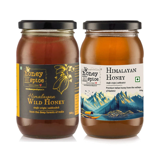 Himalayan Wild Honey(500 gm) & Kashmiri Himalayan Honey(500gm) Combo